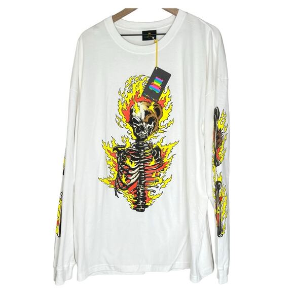 Teddy Fresh Up In Flames Bear Long Sleeve Shirt size 2X NWT - Picture 1 of 5